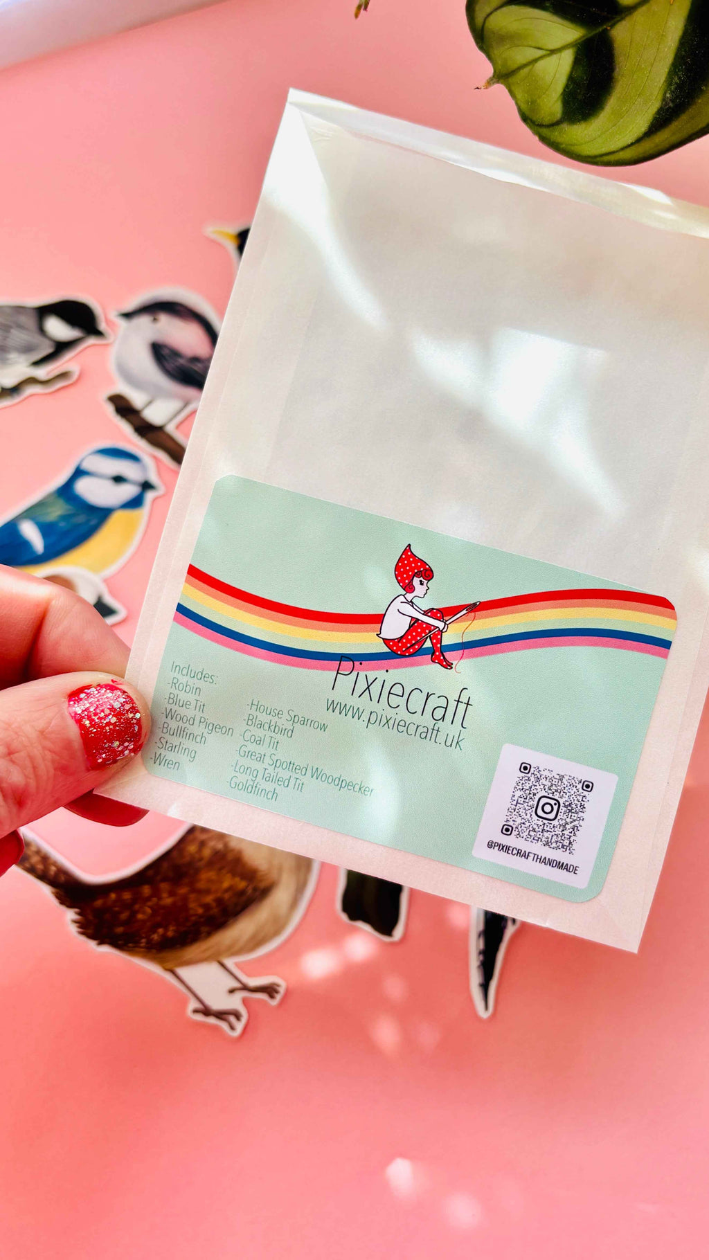 Garden Bird Vinyl Sticker Set 12 Pack 7cm Waterproof