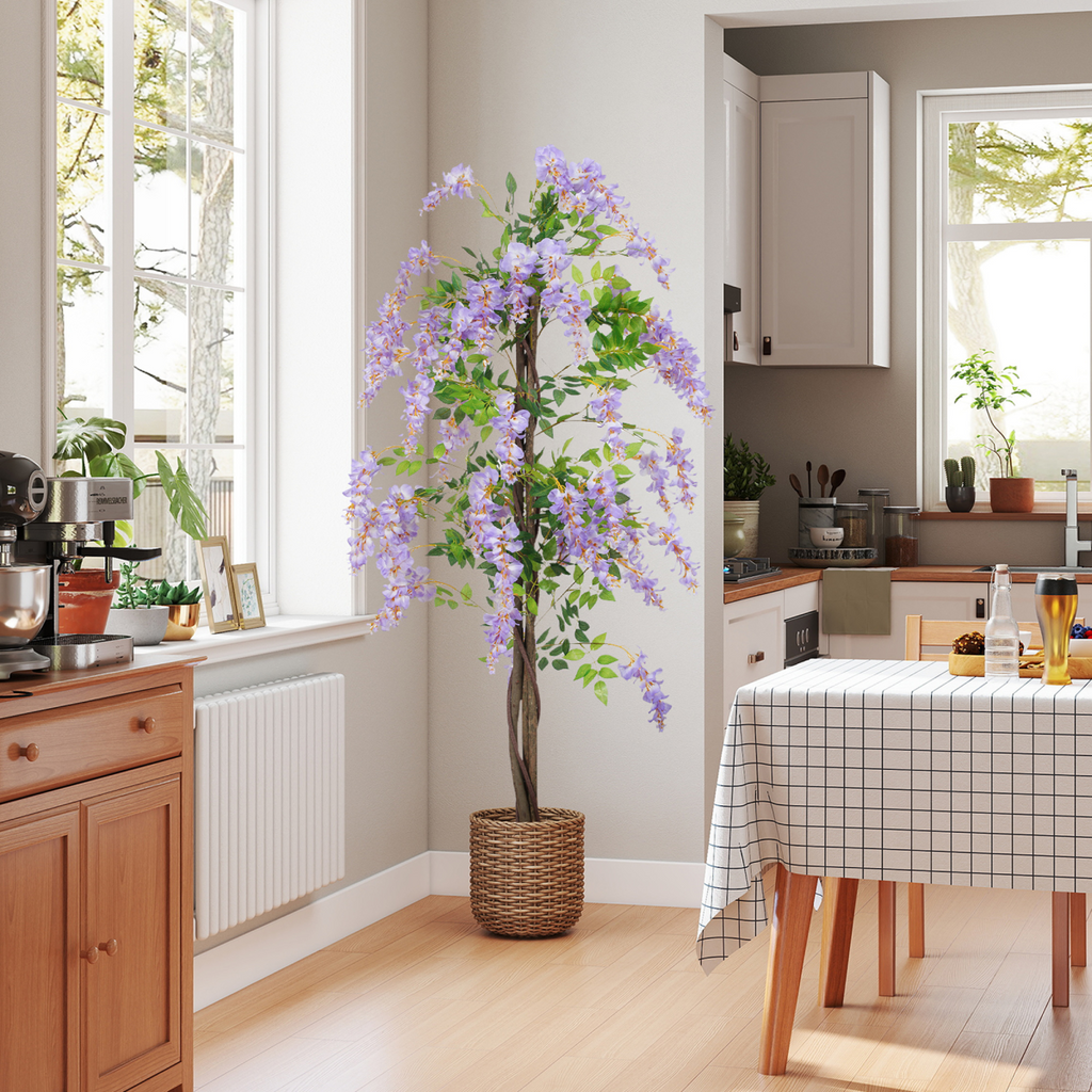 Artificial Wisteria Flower Plant 180cm Purple with 756 Leaves