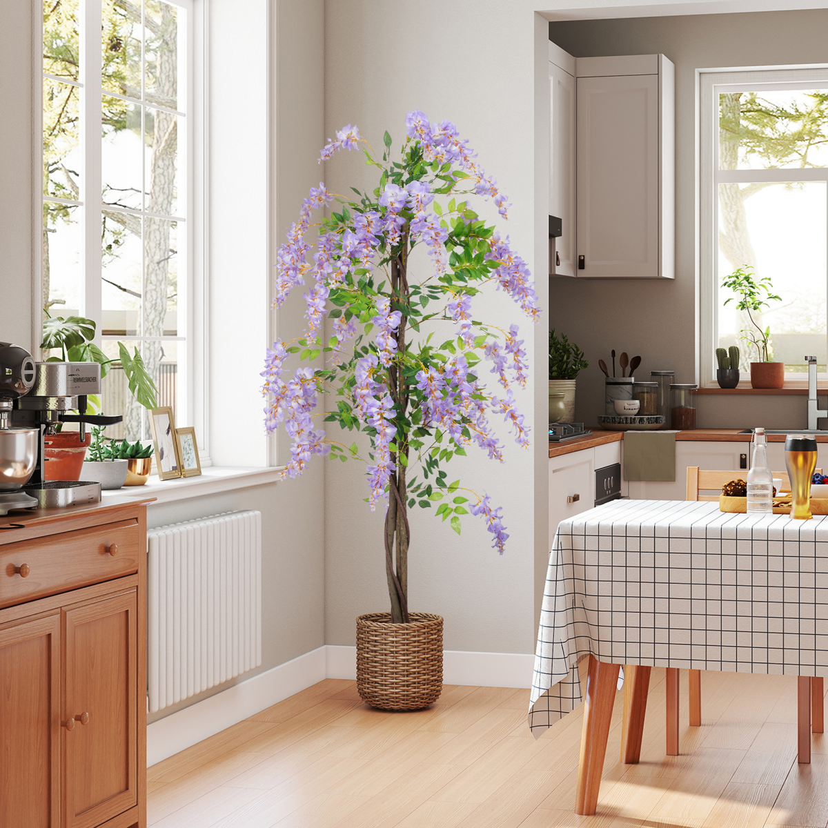 Artificial Wisteria Flower Plant 180cm Purple with 756 Leaves
