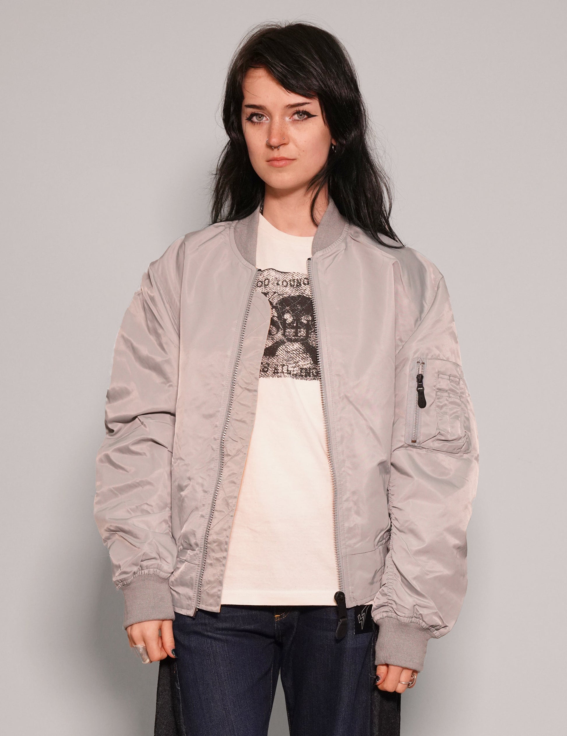 Grey Lightweight Bomber Jacket