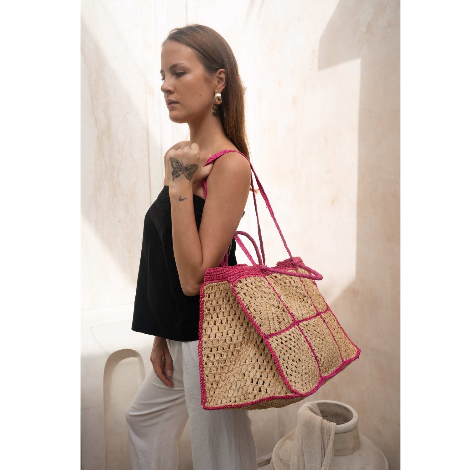 Raffia Tote Bag in Natural Weave