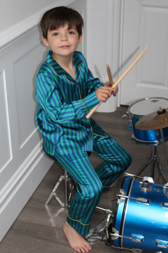 Rainforest Stripe Silk Pyjama Set for Boys