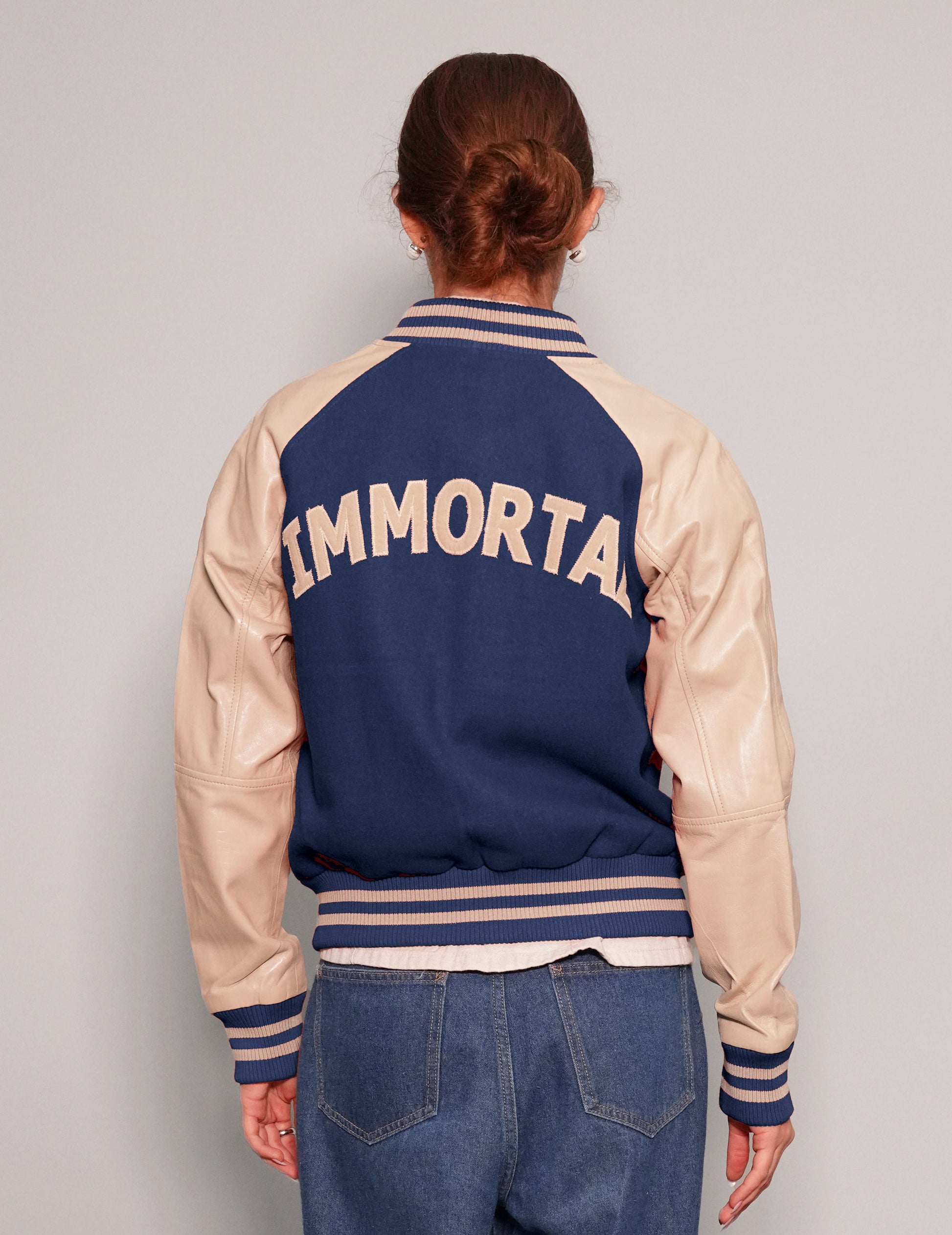 Immortal Varsity Bomber Jacket in Blue