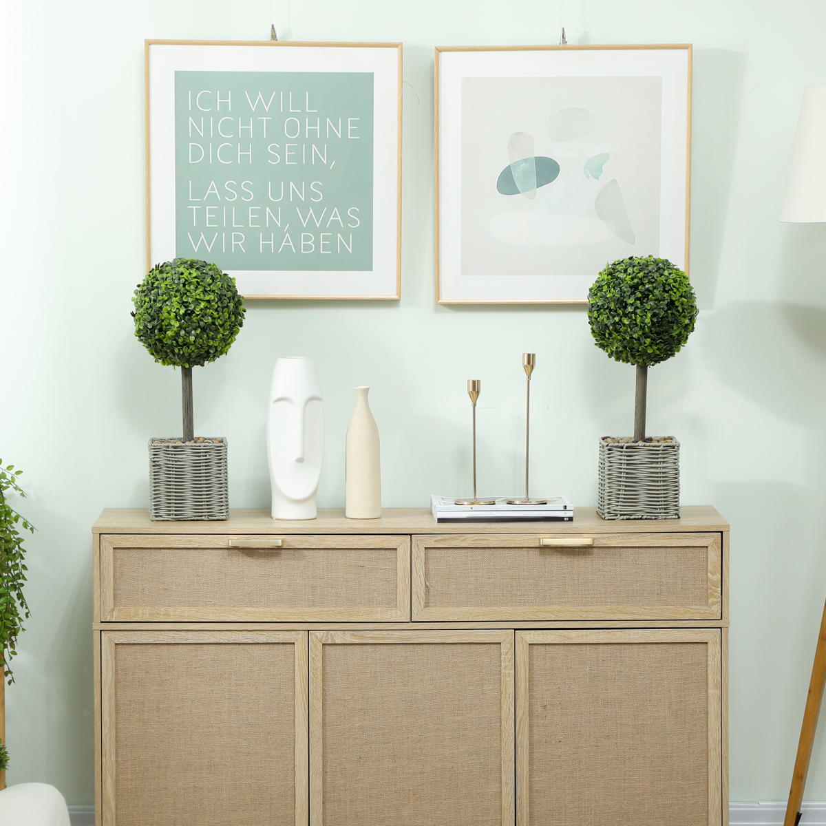 Set of 2 Artificial Boxwood Topiary Balls 50cm Green