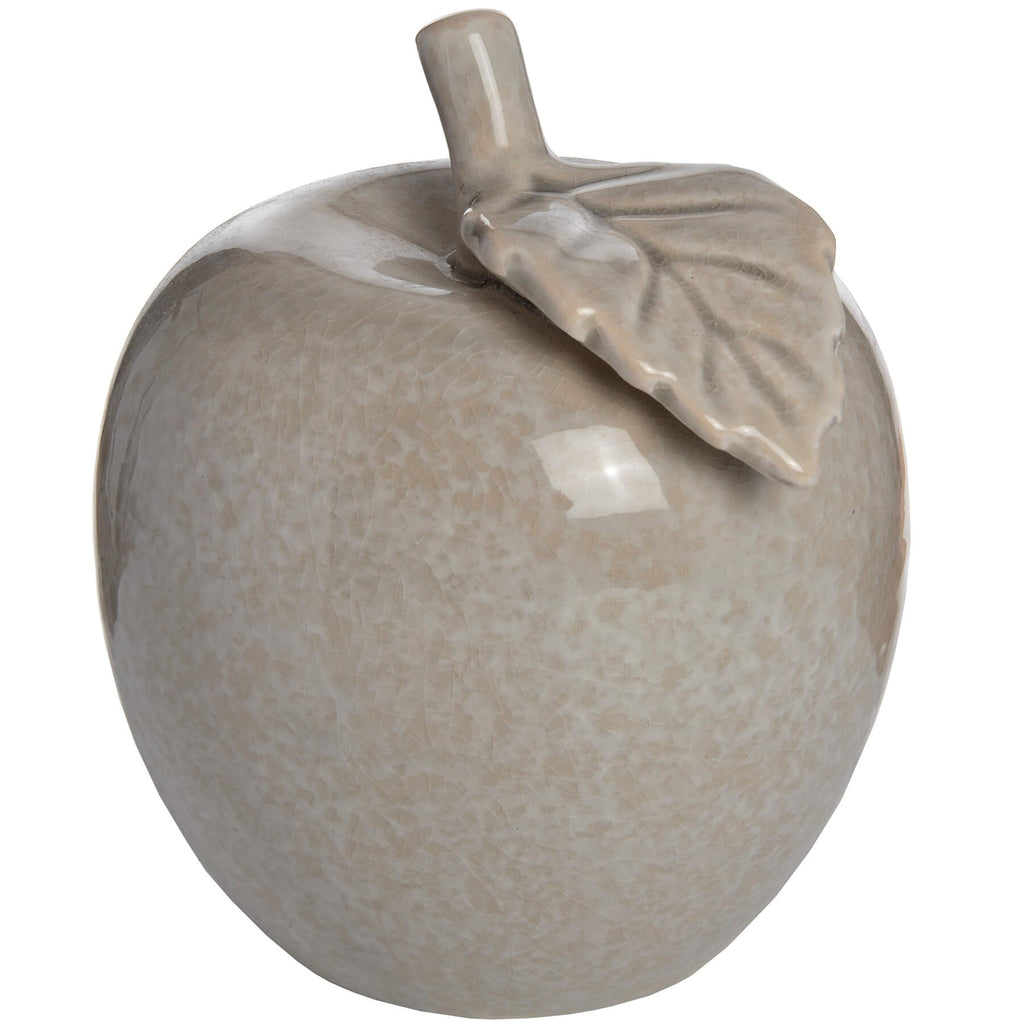 Crackle-glazed ceramic apple ornament in antique grey, handcrafted with textured finish, 14cm home decor accent by RoomLondon at brixbailey.com