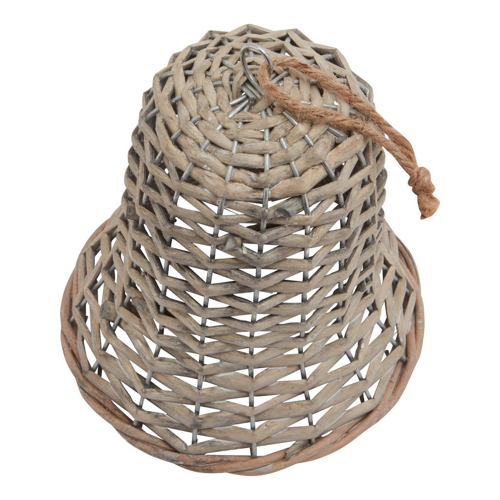 Handwoven wicker holiday bell, rich brown, 15cm, artisan-crafted for festive decor with light-filtering woven design. by sostter at brixbailey.com