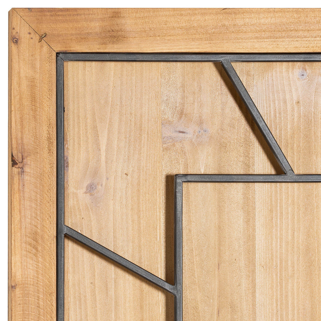 Large 90cm square wall clock with grey metal roman numerals on natural wood, modern farmhouse decor statement piece by Sostter at brixbailey.com