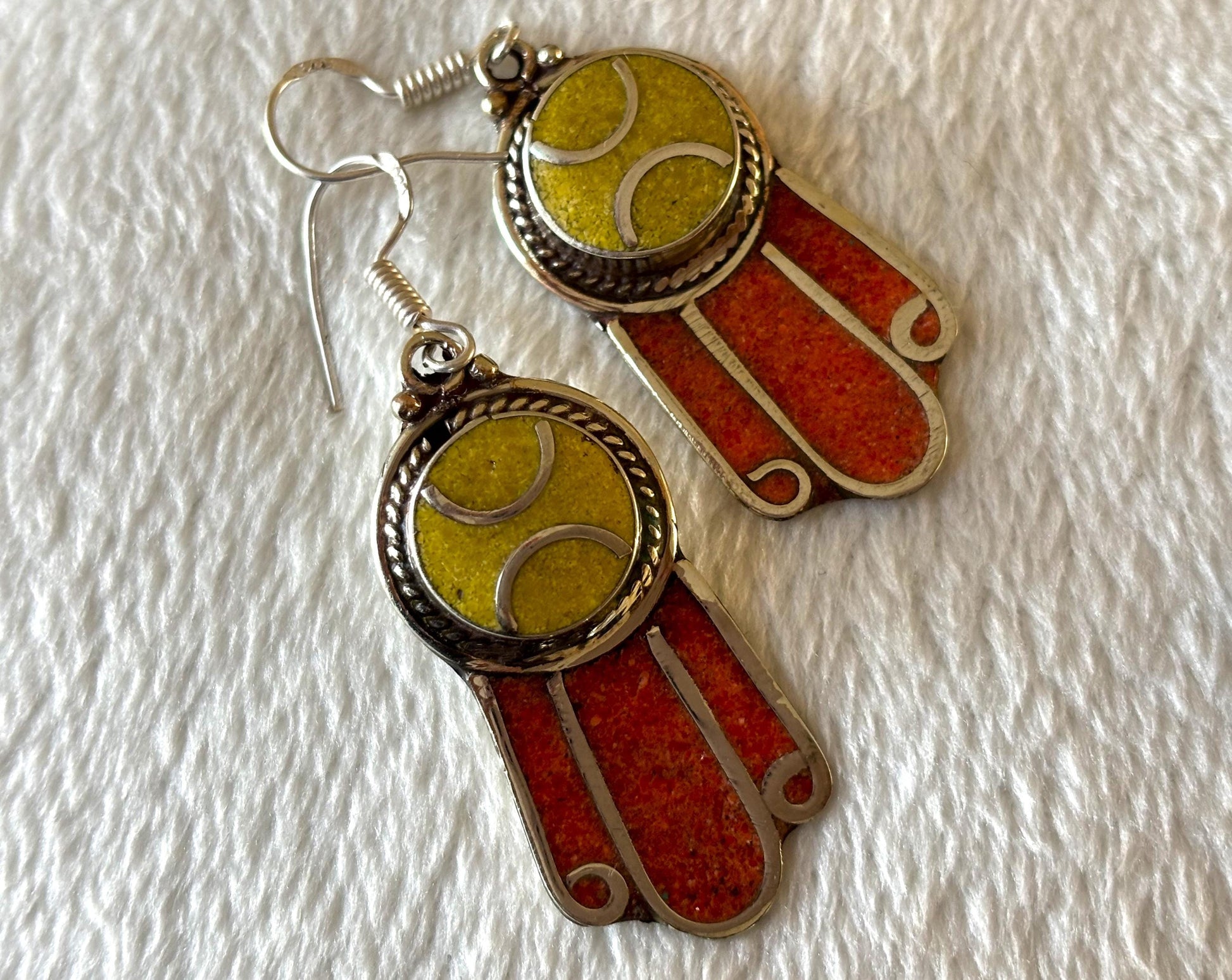 Handcrafted Natural Stone Earrings with Tibetan Silver