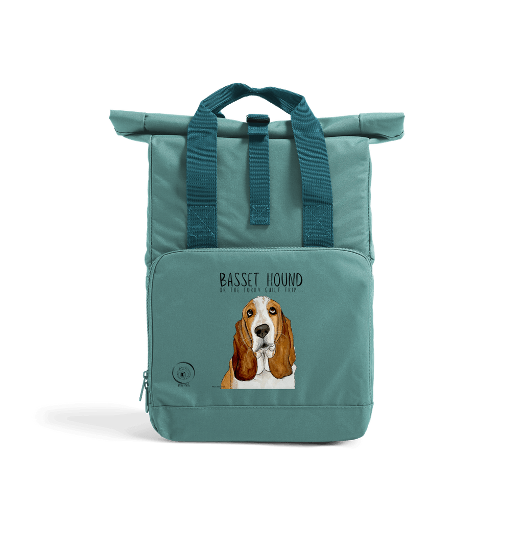 Basset Hound Roll Top Backpack Sustainable Stylish