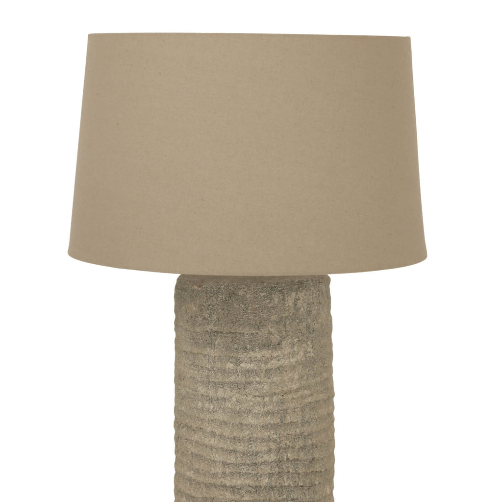 Handcrafted Tuscan ceramic lamp in warm grey, 83cm tall, with classic silhouette for elegant home decor. by sostter at brixbailey.com