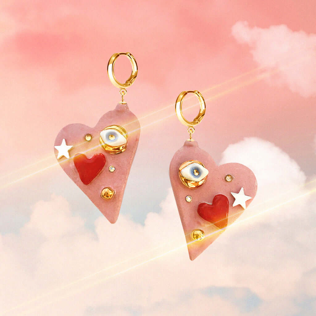 All You Need Is Love Earrings – Handmade with 24K Gold & Crystals by SCULP at www.brixbailey.com