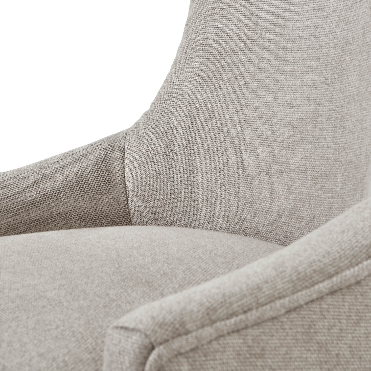 Oatmeal twill dining chair with tufted detailing, curved back, and solid oak legs for elegant comfort. by RoomLondon at brixbailey.com