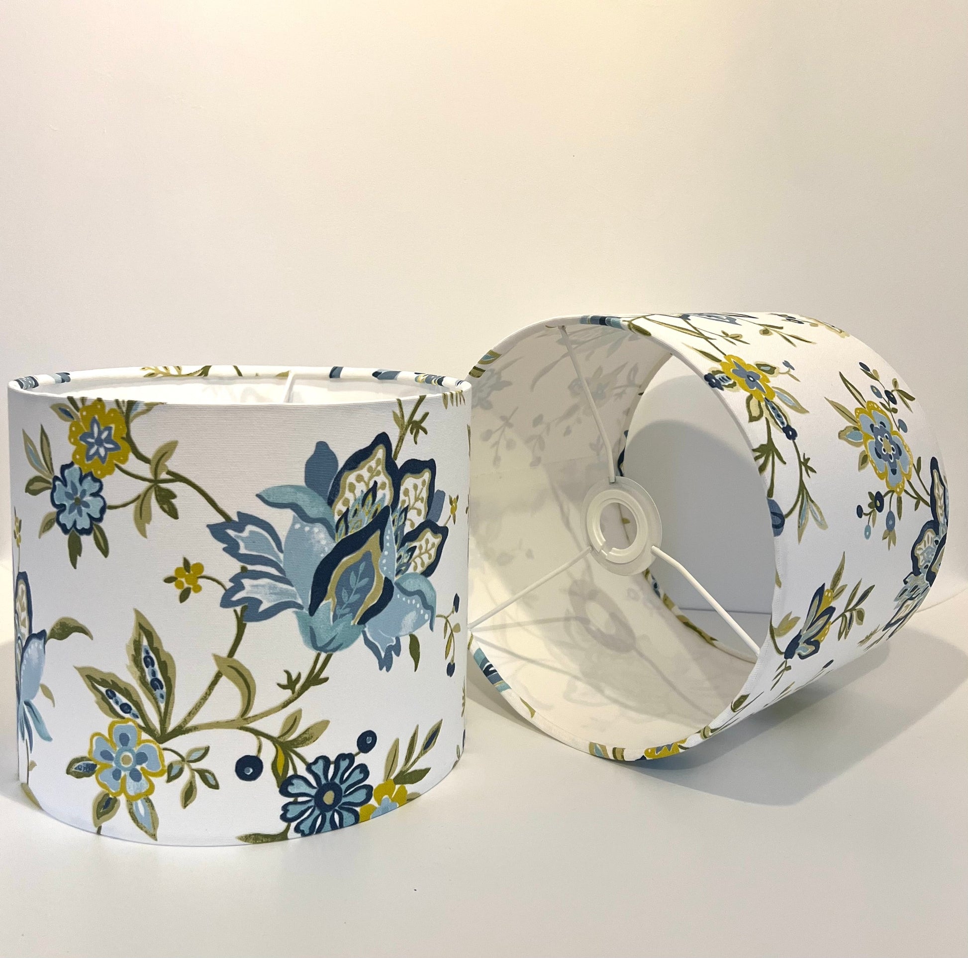 Ornella blue flowers cotton drum lampshade/ ceiling shade, with a white lining