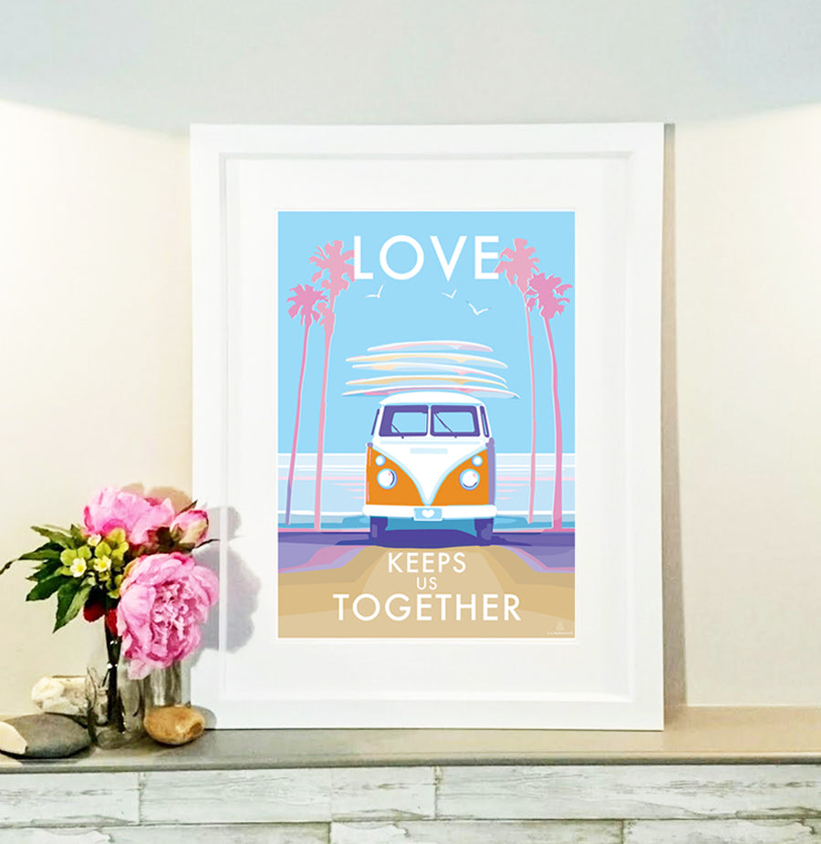 Love Keeps Us Together Vintage Retro Quote Poster