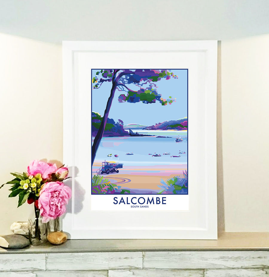 South Sands Salcombe Vintage Travel Poster Print