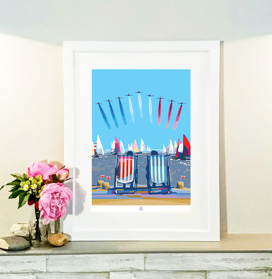 Happy and Glorious Red Arrows Seaside Print