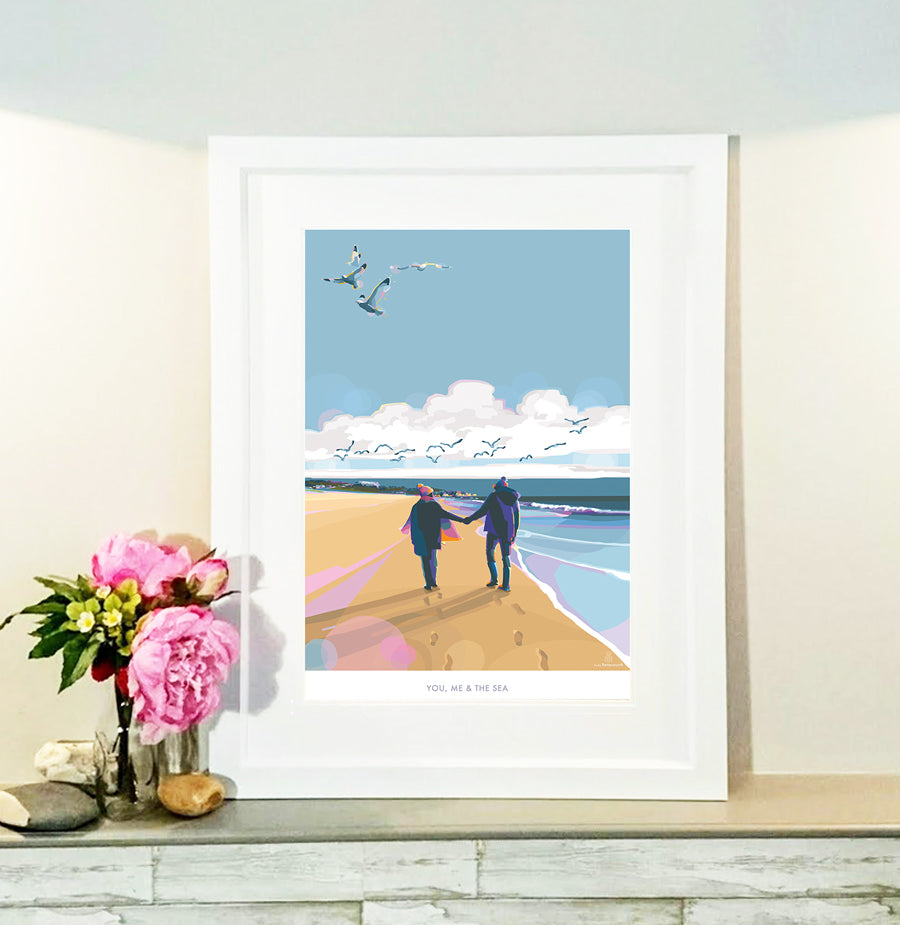 You Me and the Sea Vintage Poster Print