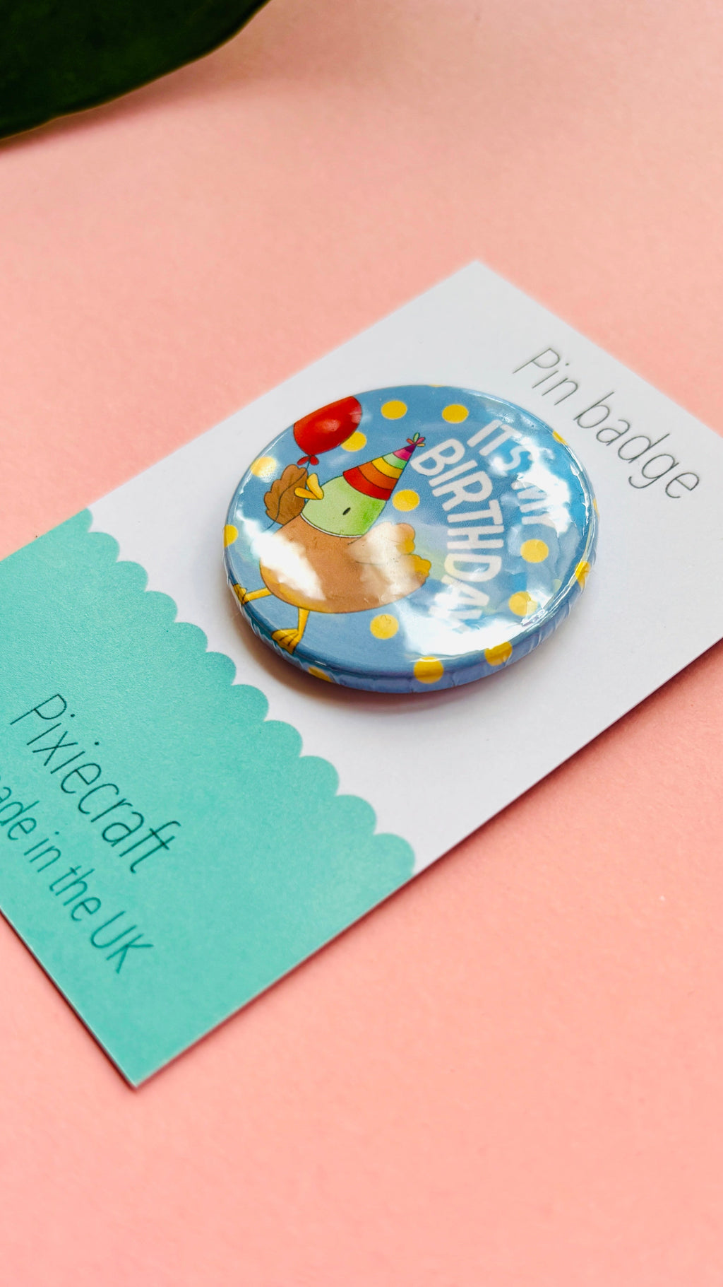 Cute Duck Birthday Badge Handmade Birthday Pin