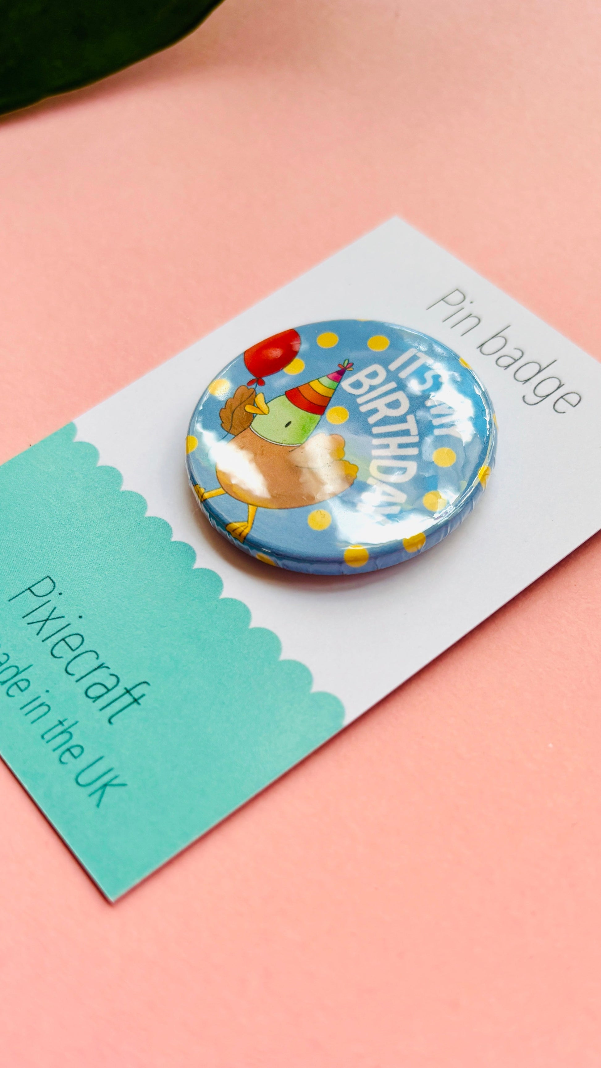 Cute Duck Birthday Badge Handmade Birthday Pin