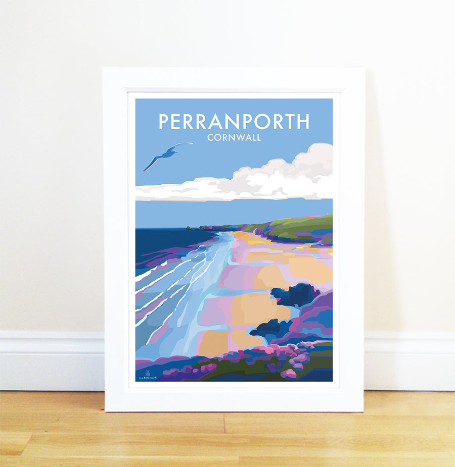 Perranporth Travel Poster and Seaside Print