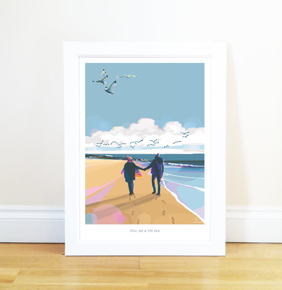 You Me and the Sea Vintage Poster Print