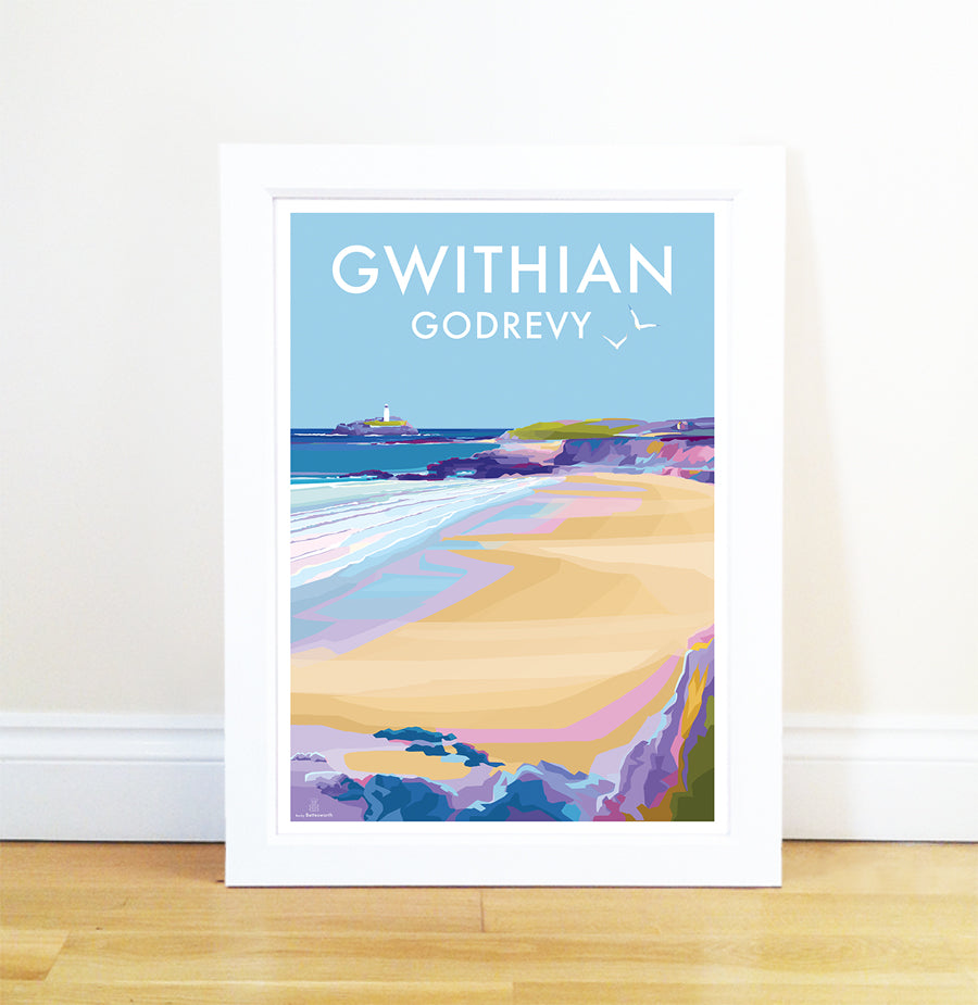 Gwithian and Godrevy Vintage Travel Poster Print