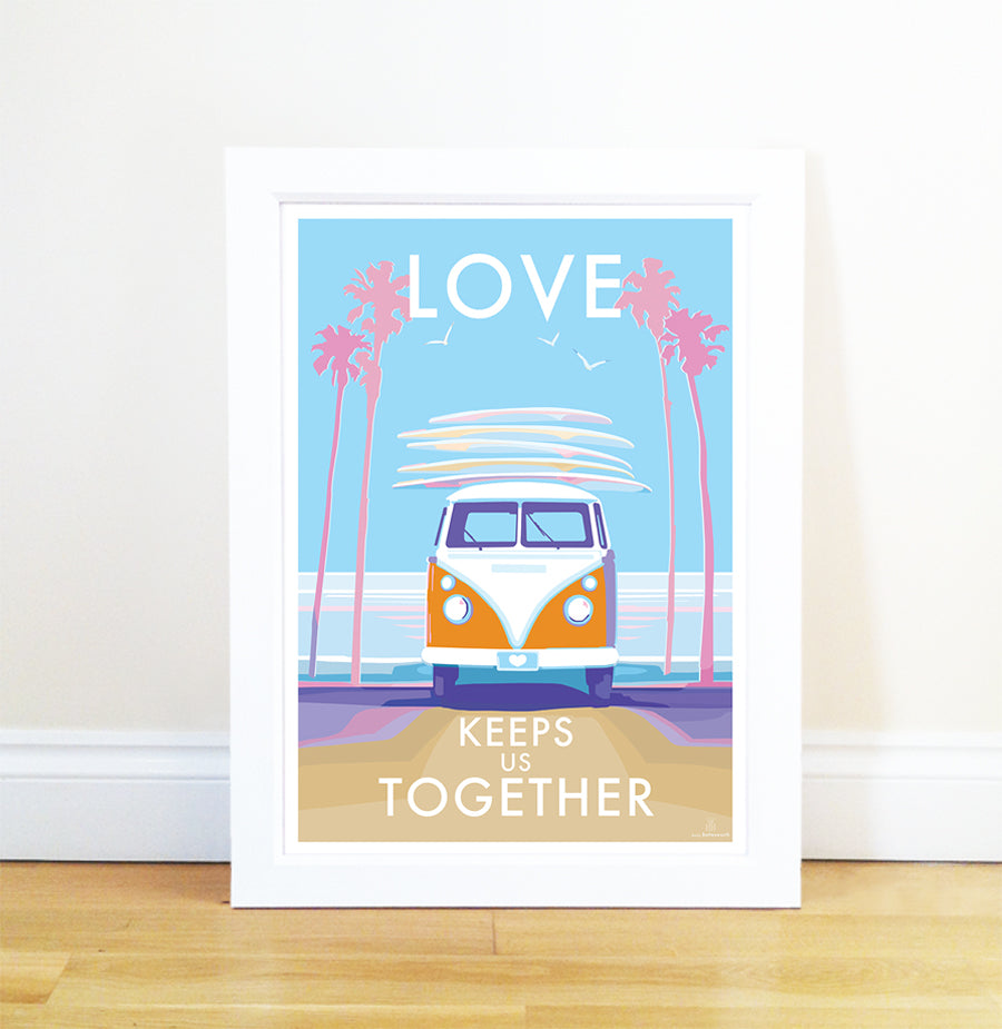 Love Keeps Us Together Vintage Retro Quote Poster