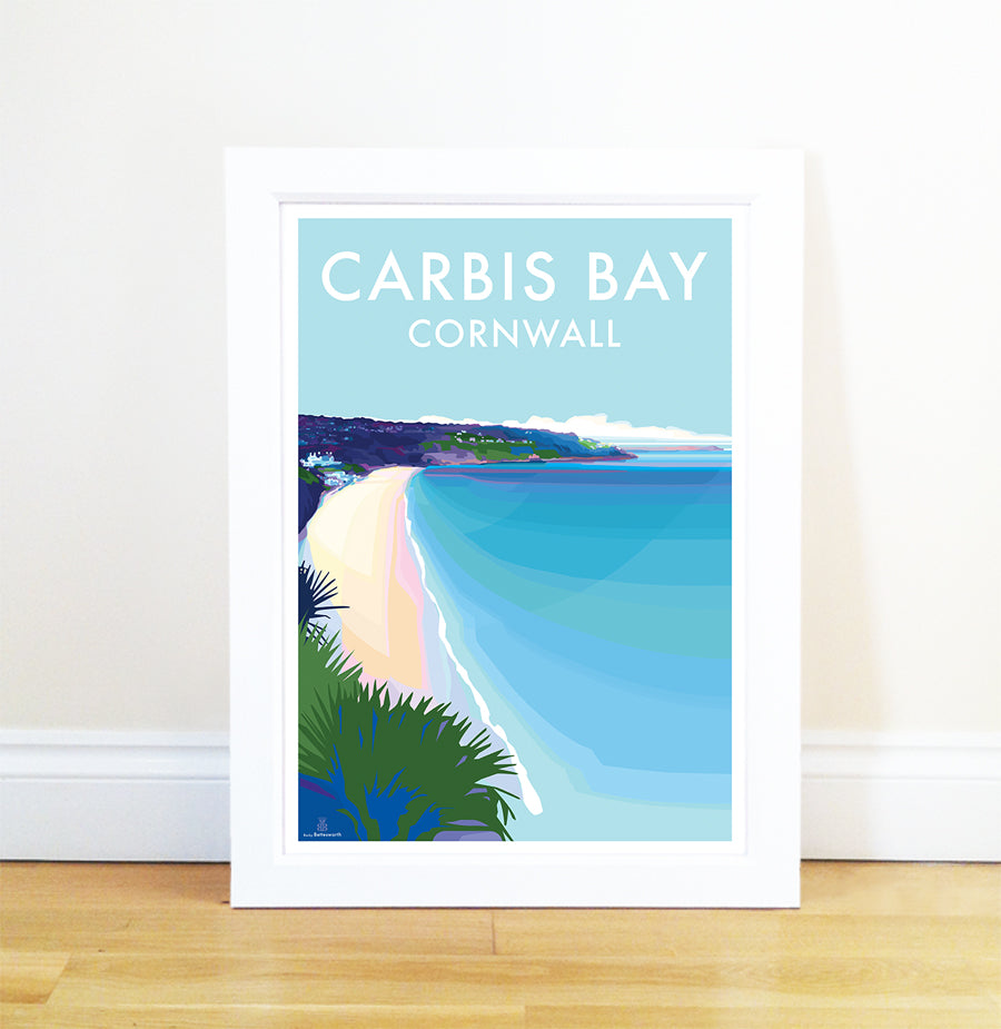 Carbis Bay Seaside Travel Poster Print