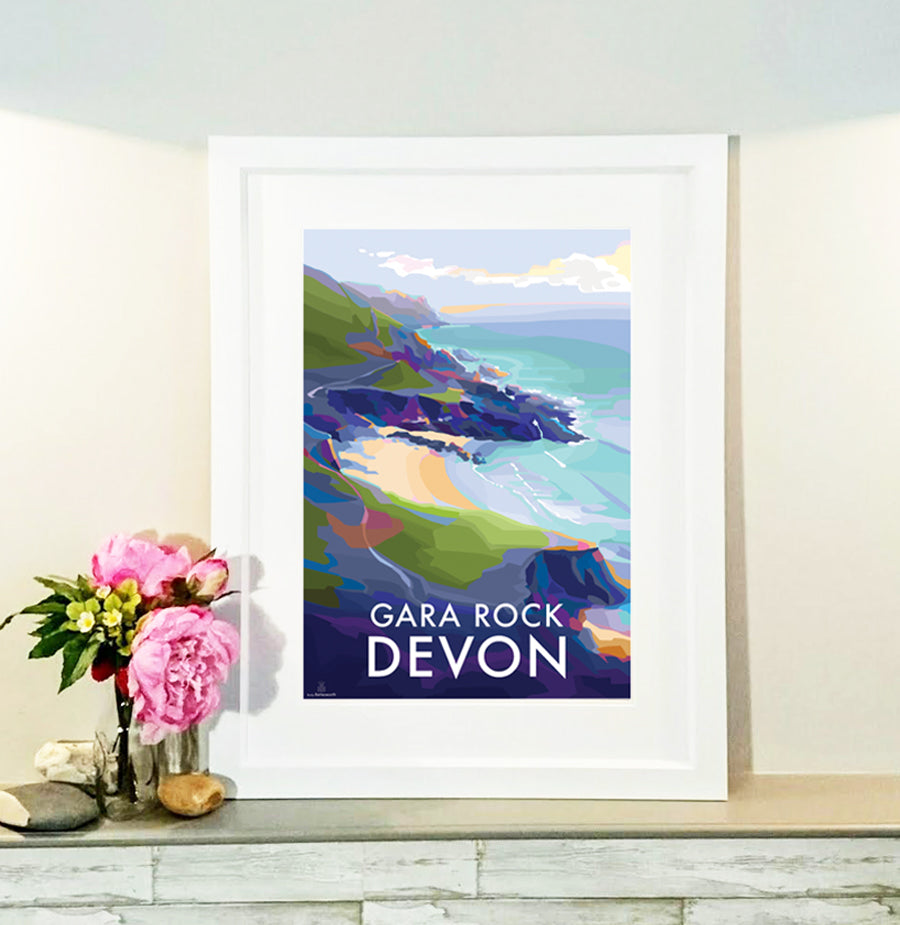 Gara Rock Devon Beach Travel Poster