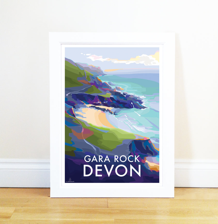 Gara Rock Devon Beach Travel Poster