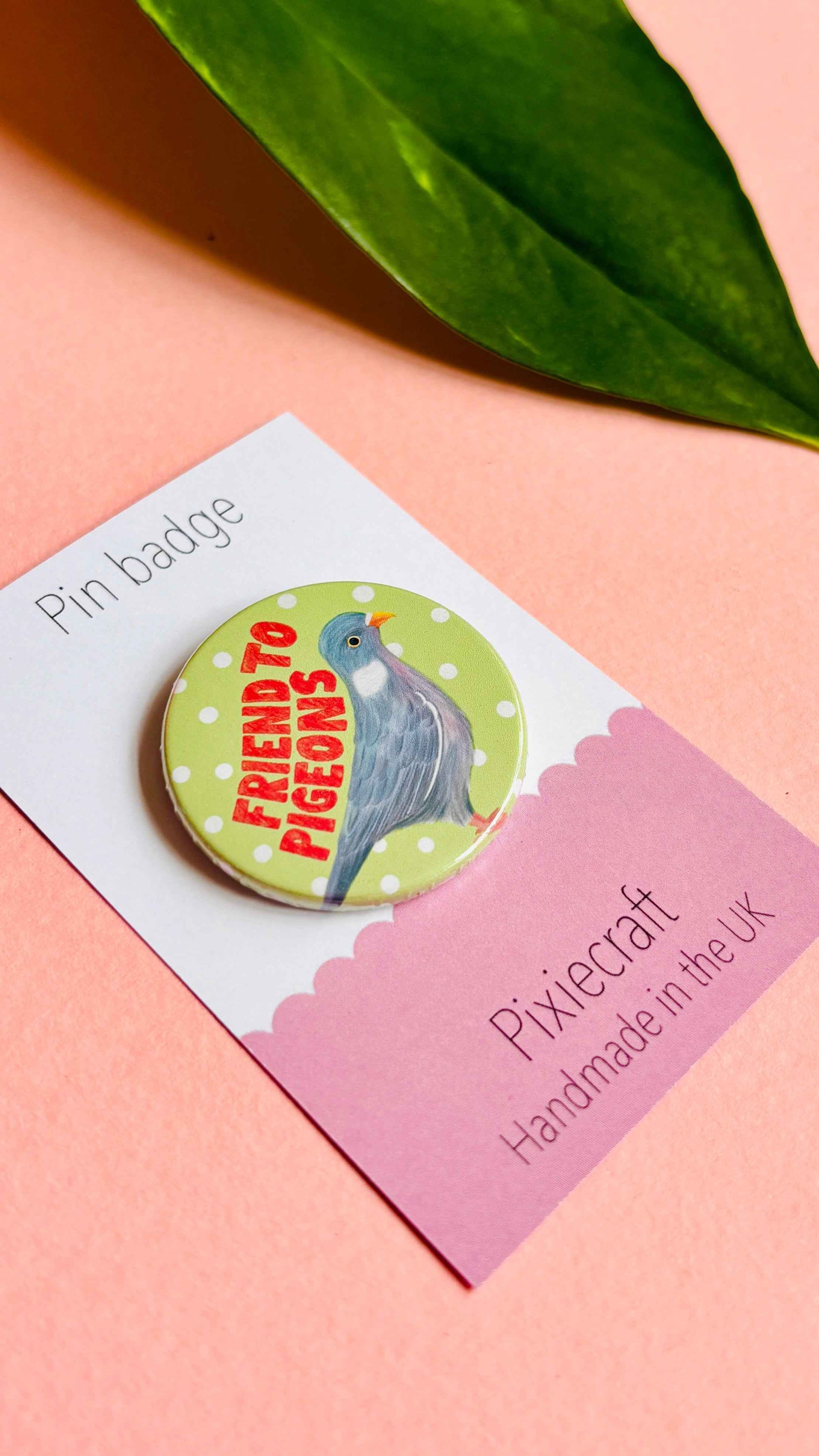 Handmade Pigeon Pin Badge or Magnet