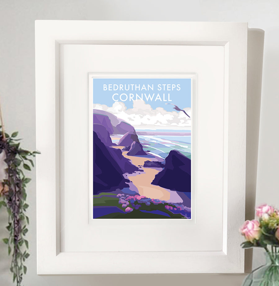 Bedruthan Steps Coastal Travel Poster Print