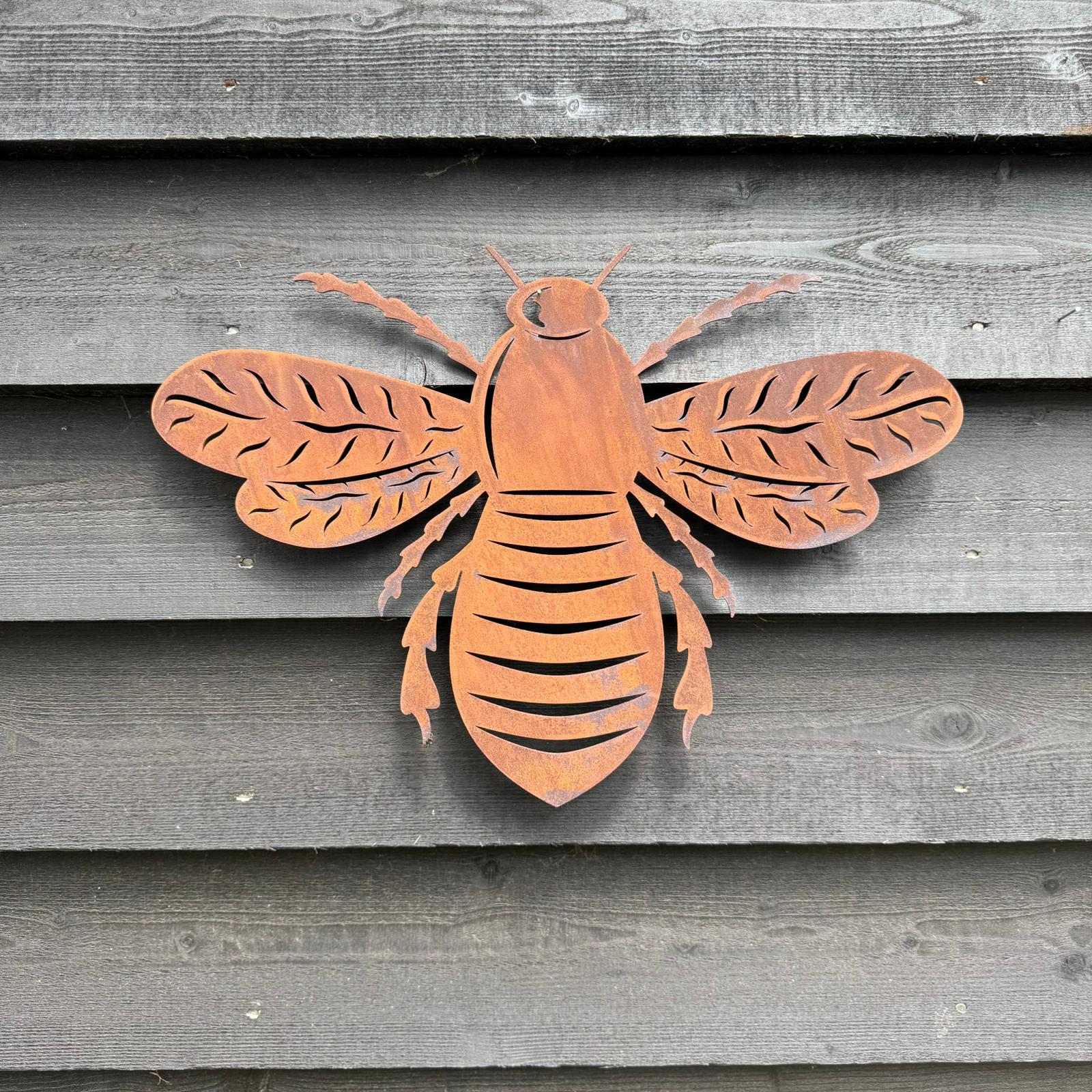 Large Rusty Metal Bee Wall Plaque