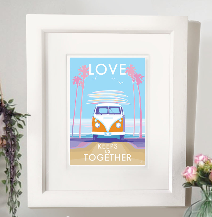 Love Keeps Us Together Vintage Retro Quote Poster