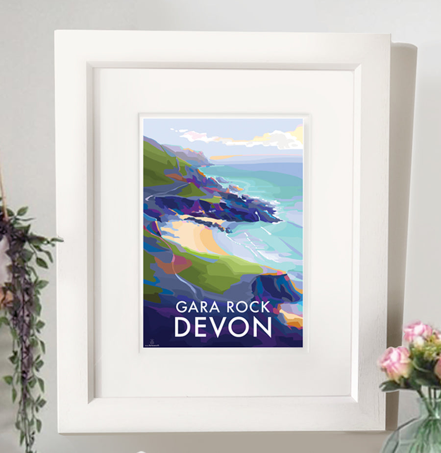 Gara Rock Devon Beach Travel Poster