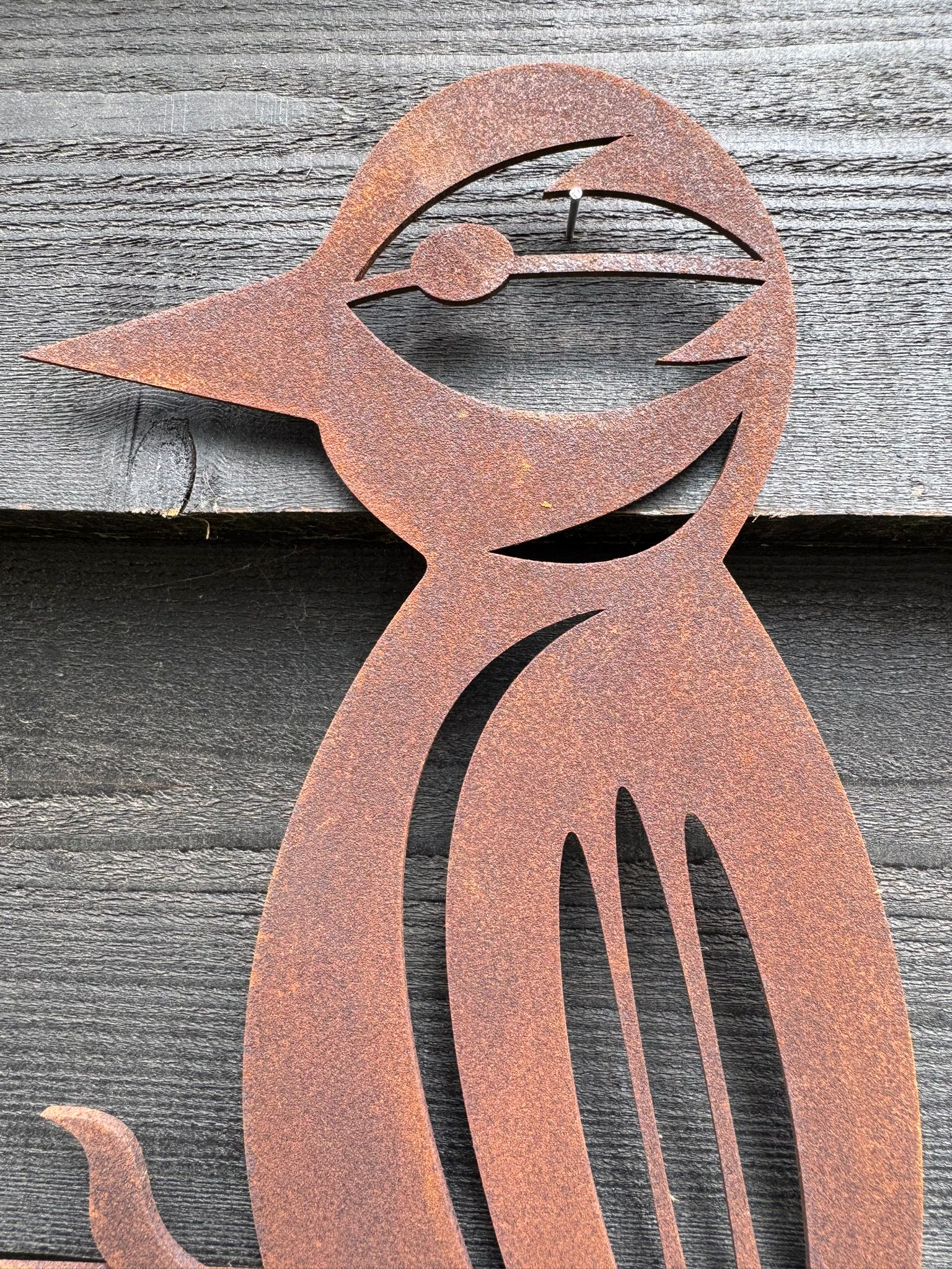 Rusty Metal Woodpecker Garden Decoration