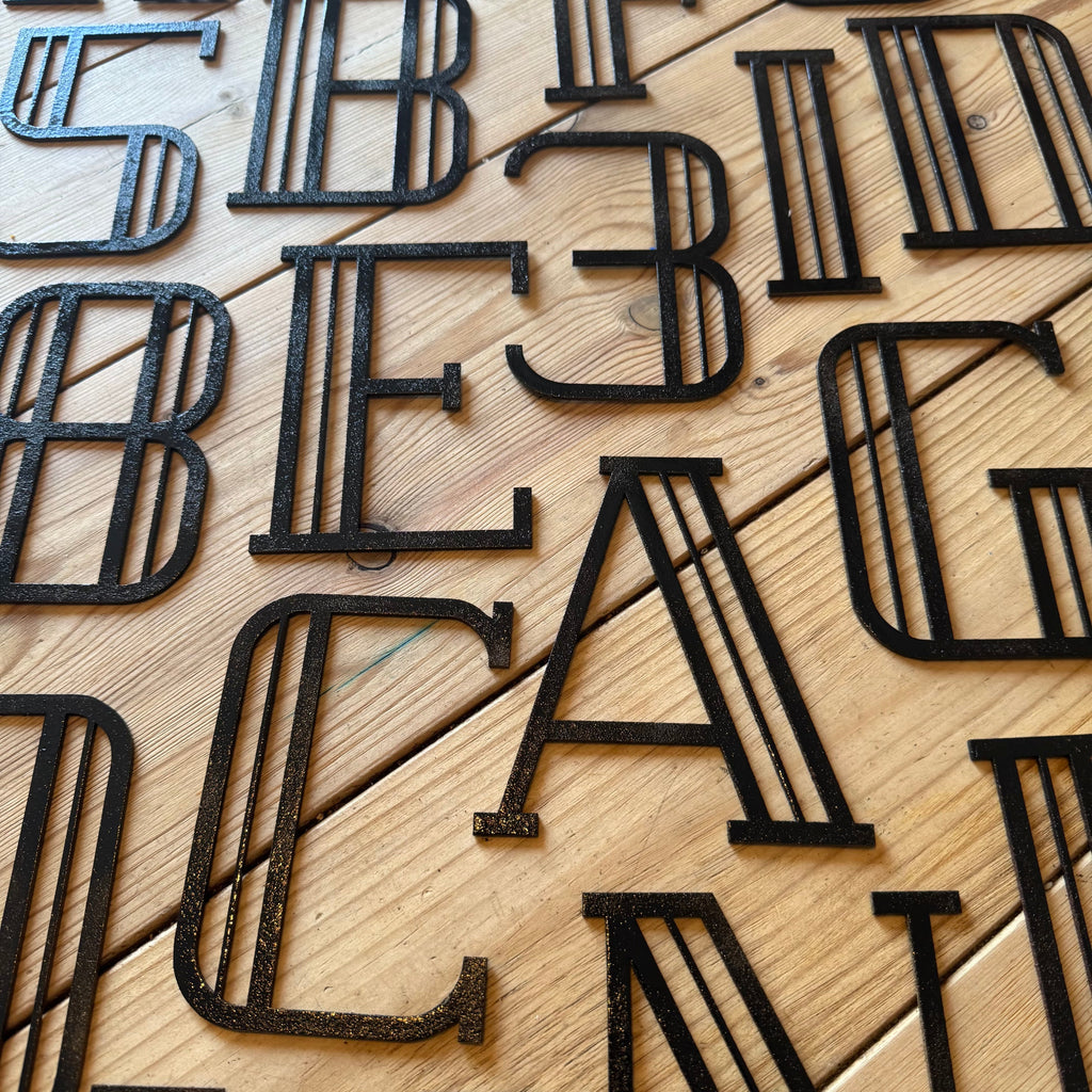 Black Art Deco Metal Letters and Numbers 5 inch or 12 inch