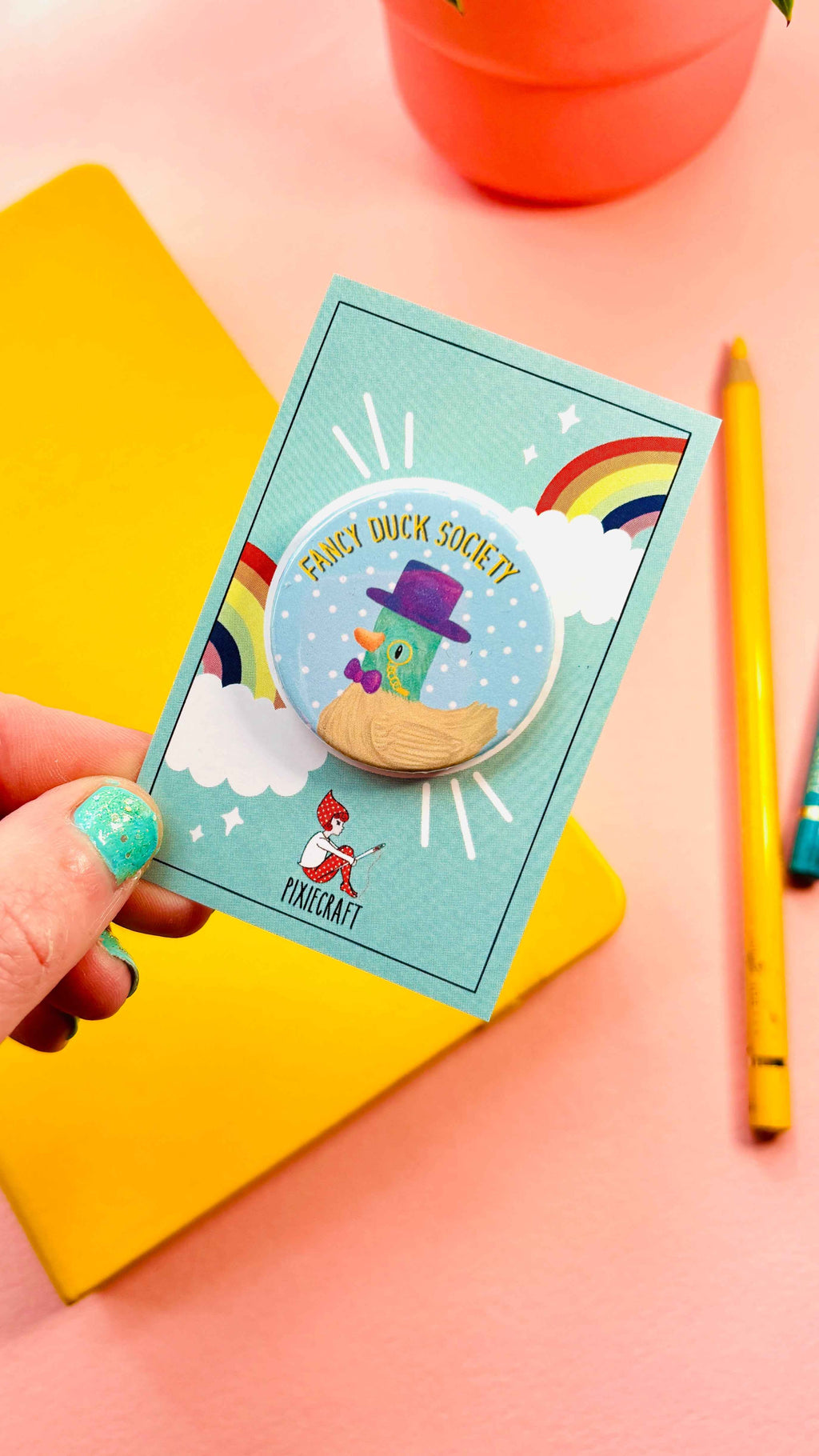 Fancy Duck Society Pin Badge or Magnet