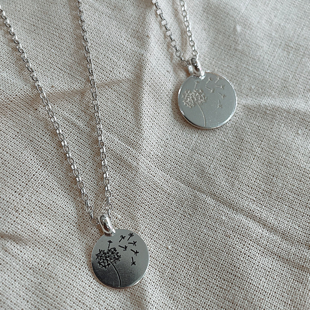 Dandelion Wish Necklace in Recycled Silver