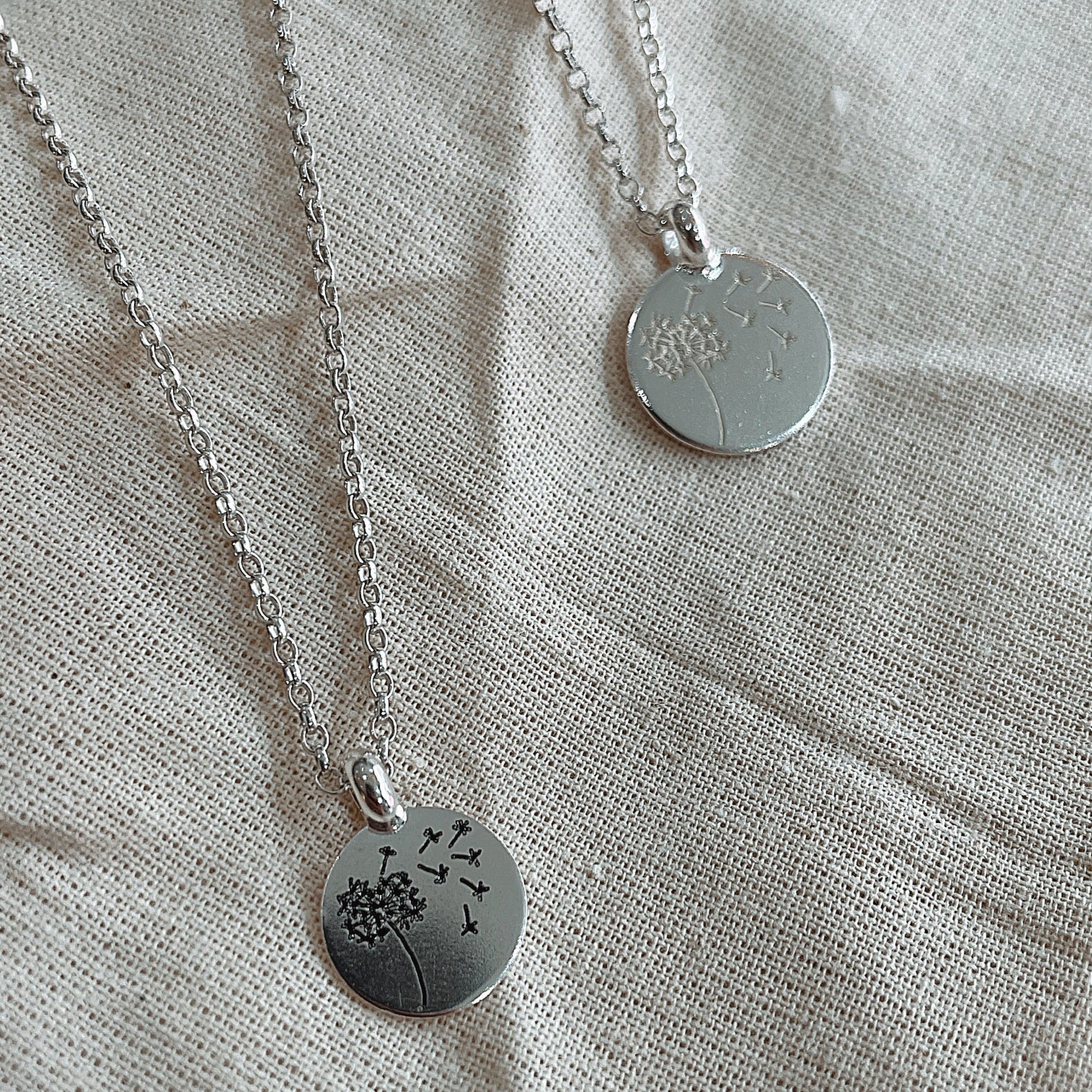 Dandelion Wish Necklace in Recycled Silver