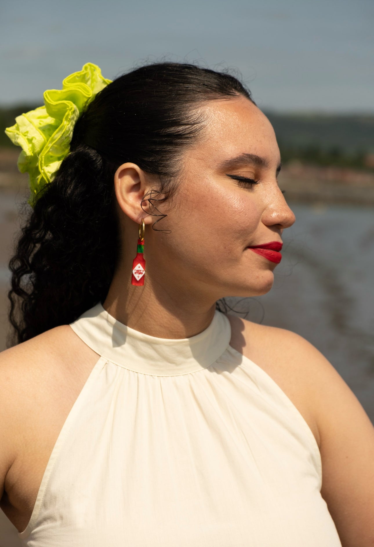 Oyster, Lemon and Hot Sauce Hoop Earrings