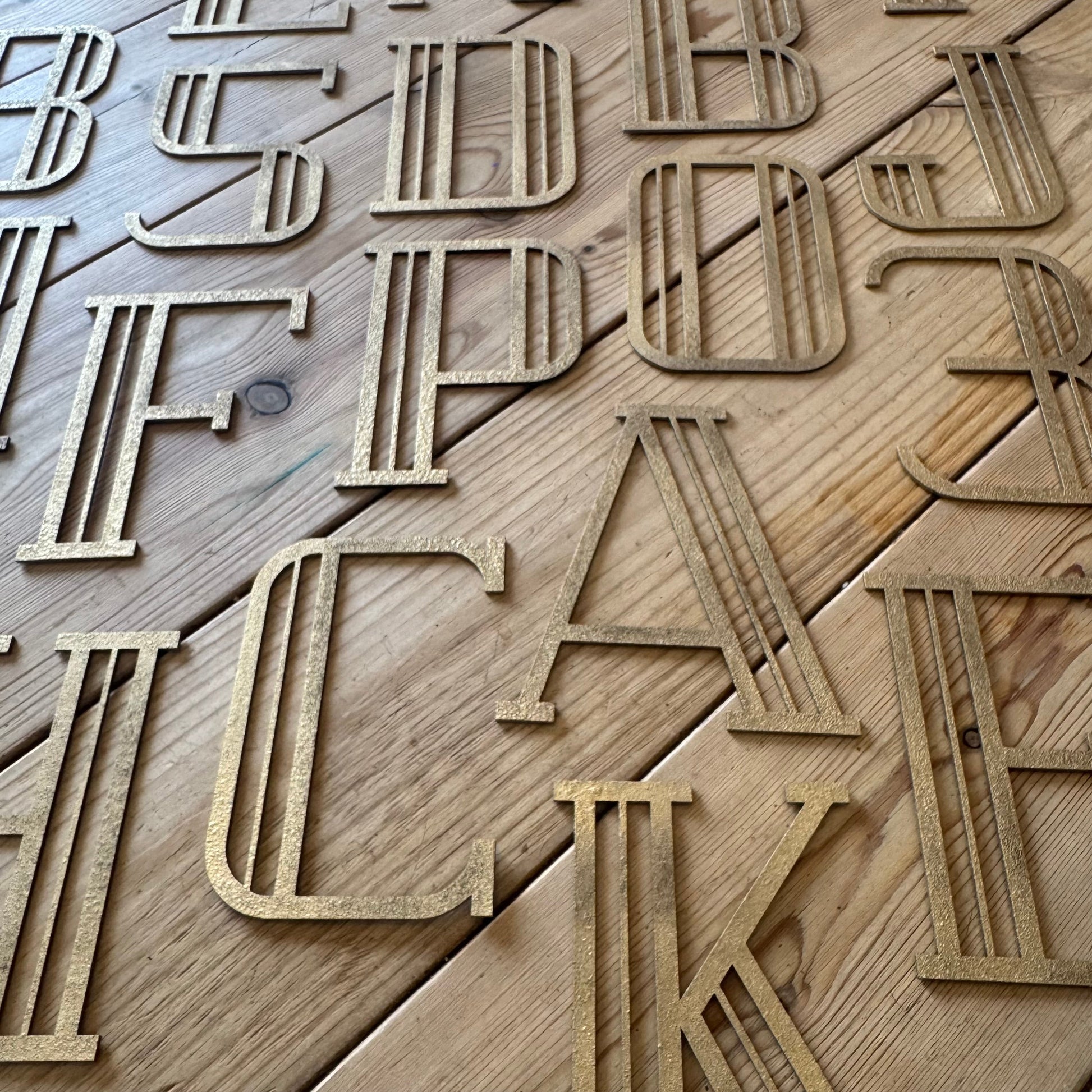 Gold Distressed Art Deco Metal Letters and Numbers 5 inch or 12 inch