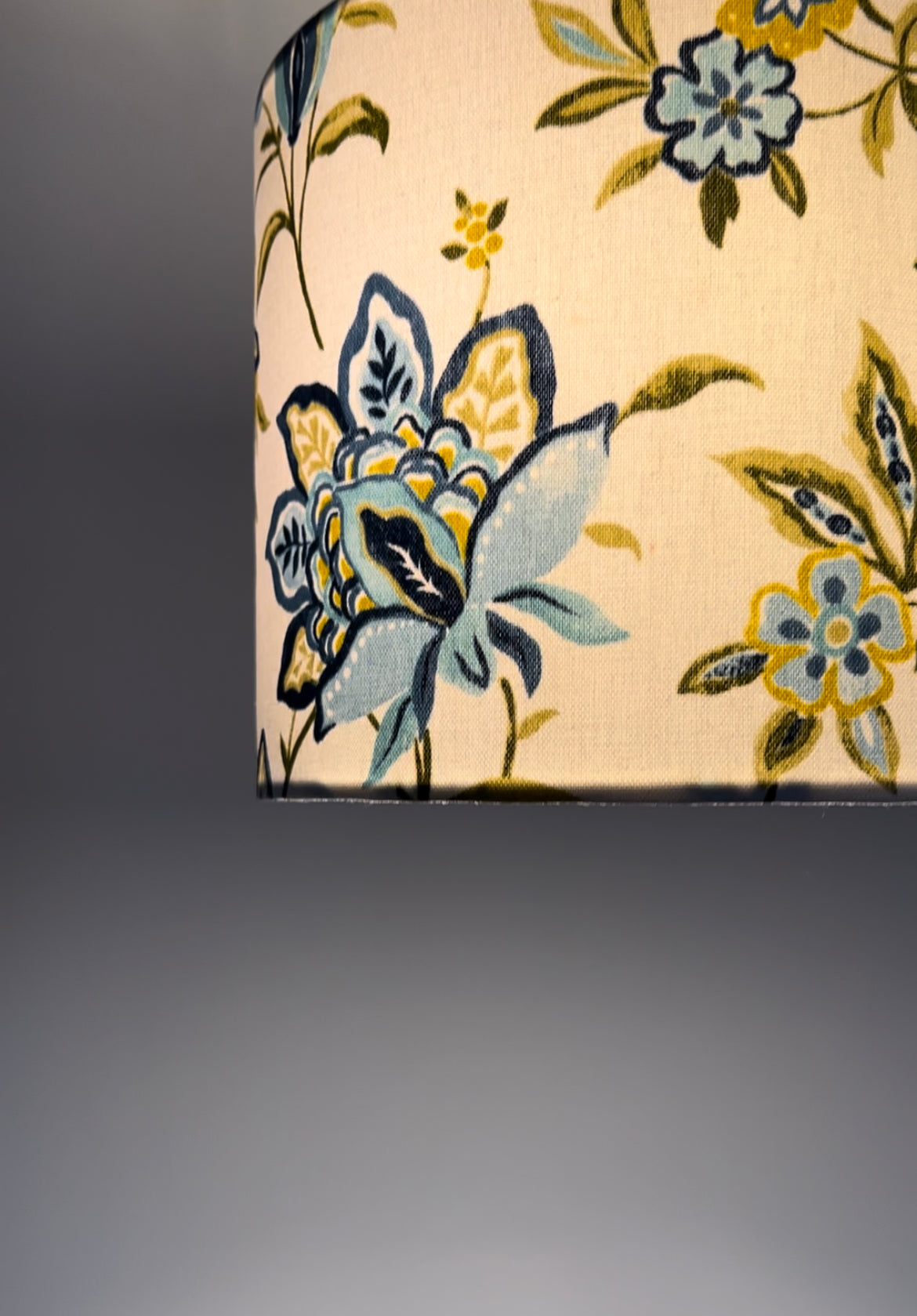 Ornella blue flowers cotton drum lampshade/ ceiling shade, with a white lining