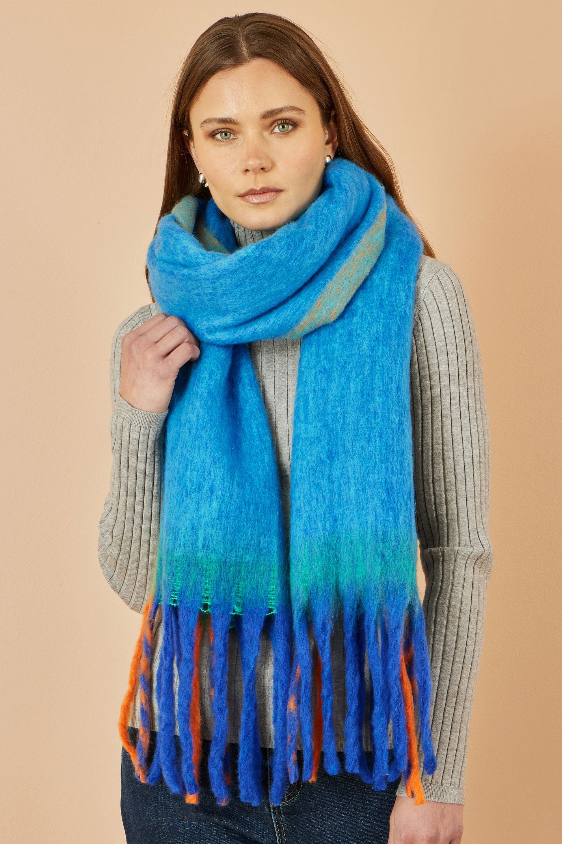 Blue Colour Block Scarf