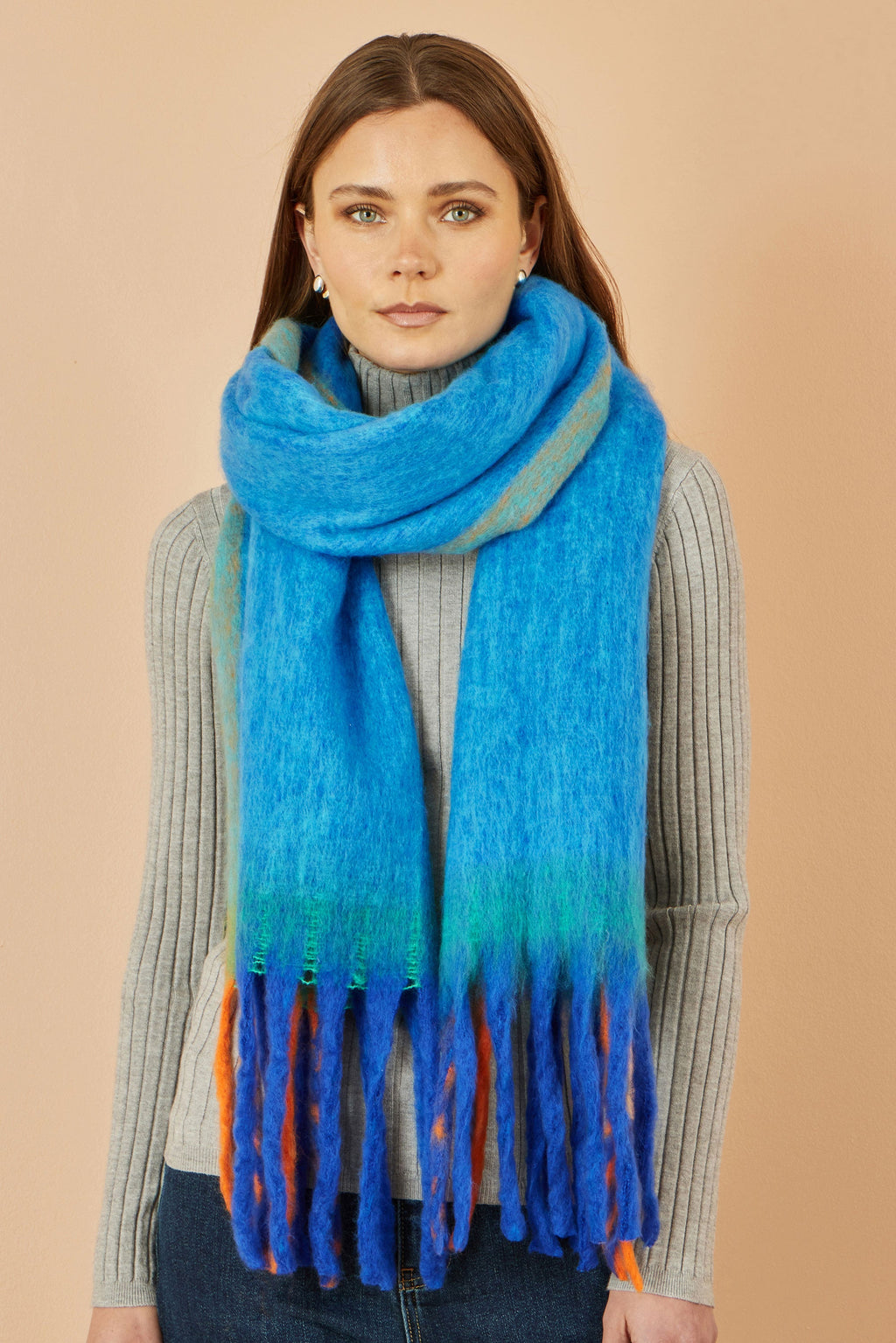 Blue Colour Block Scarf