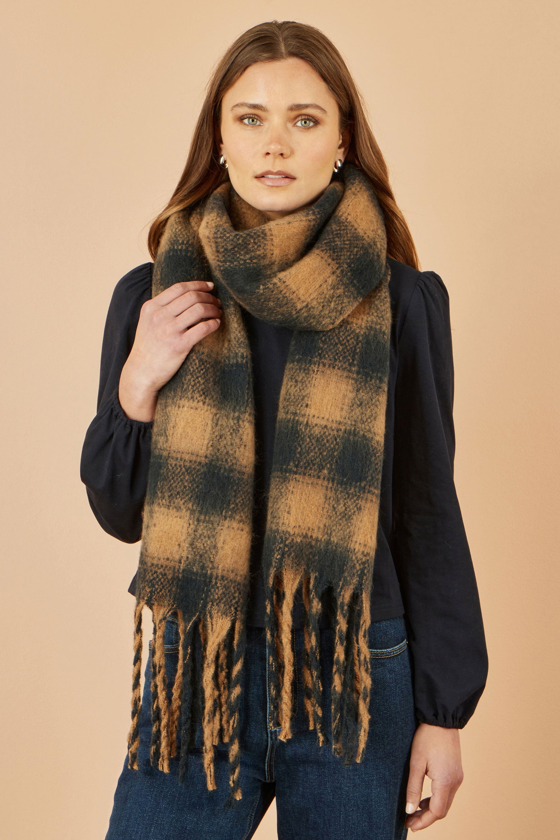 Brown Check Soft Scarf