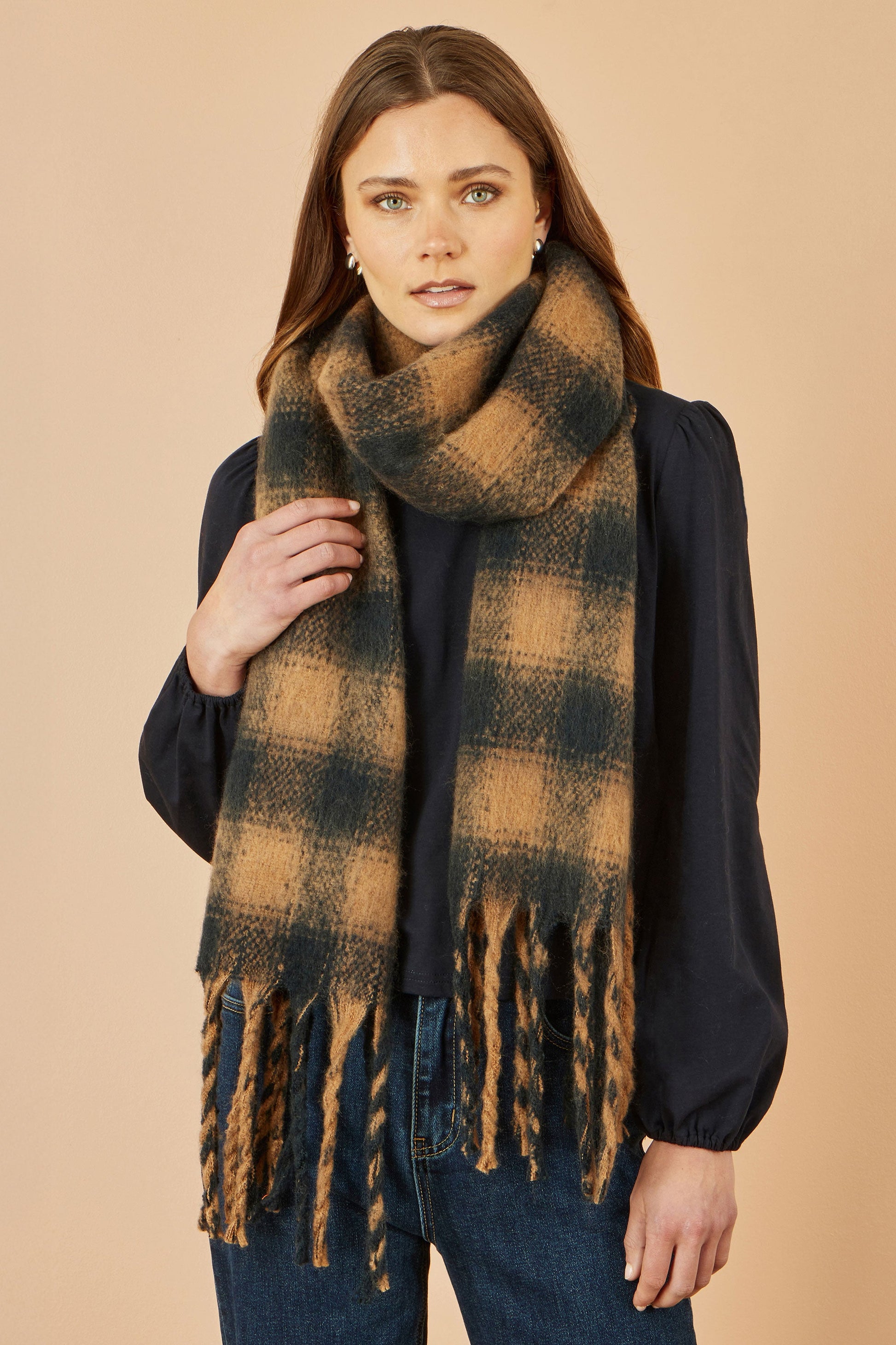 Brown Check Soft Scarf