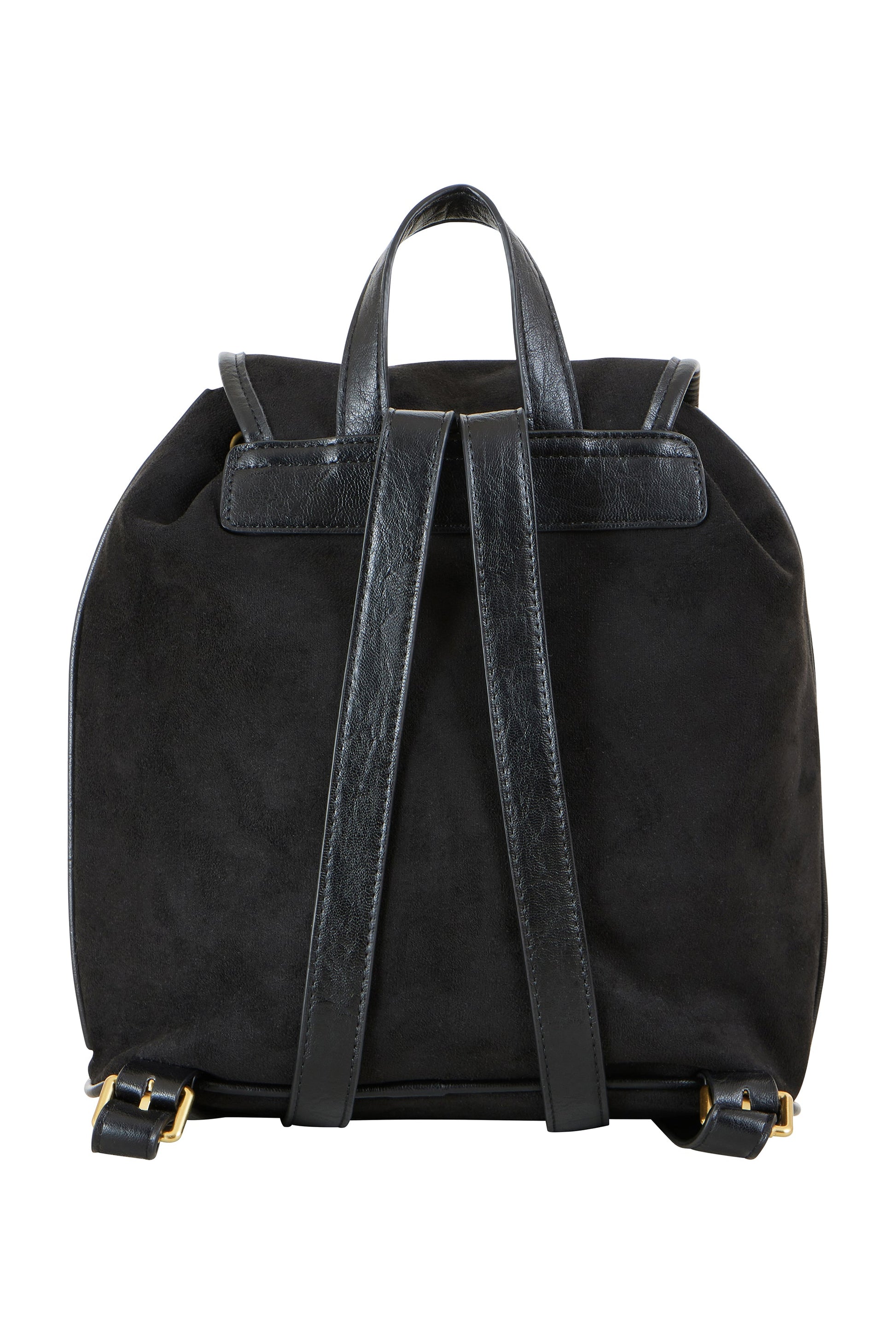 Black Faux Suede Pocket Rucksack