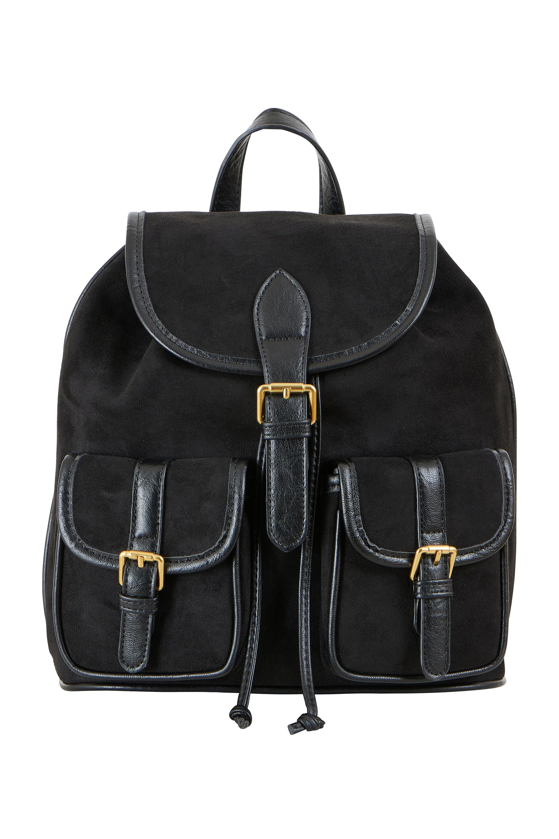 Black Faux Suede Pocket Rucksack