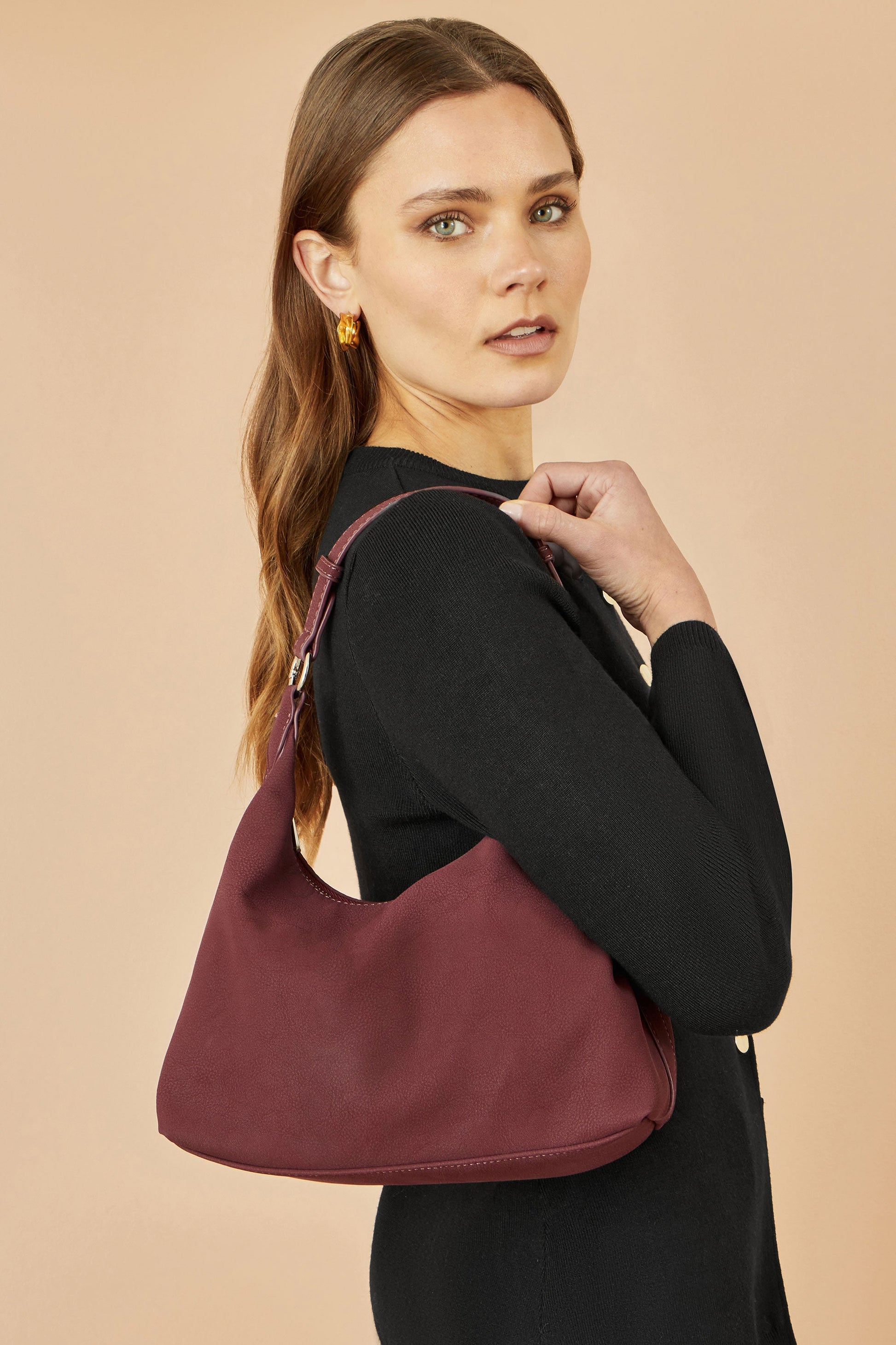 Burgundy Small Slouch Shoulder Bag